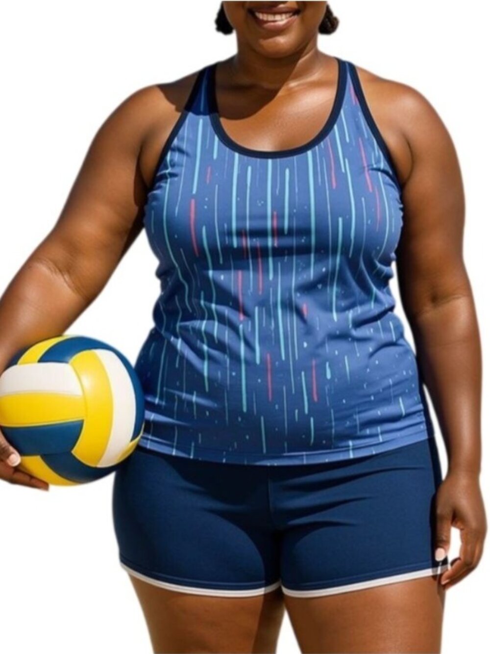 Aleumdr Plus Size 2XL Tankini Set 3-Piece Swim Tank Top Sports Bra Boyshorts